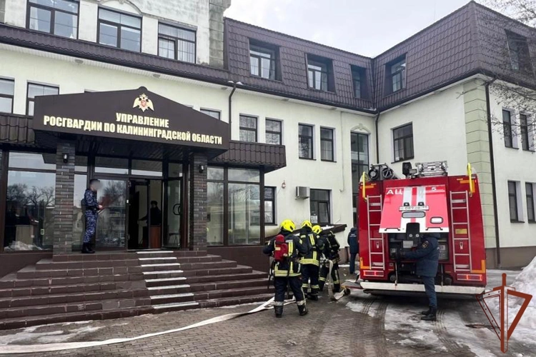 Совместное пожарно-тактическое учение прошло в Управлении Росгвардии по Калининградской области