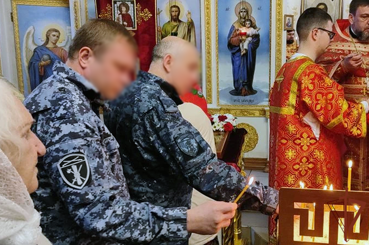 Молебен в честь покровителя российского воинства прошел в Запорожской области с участием росгвардейцев (видео)