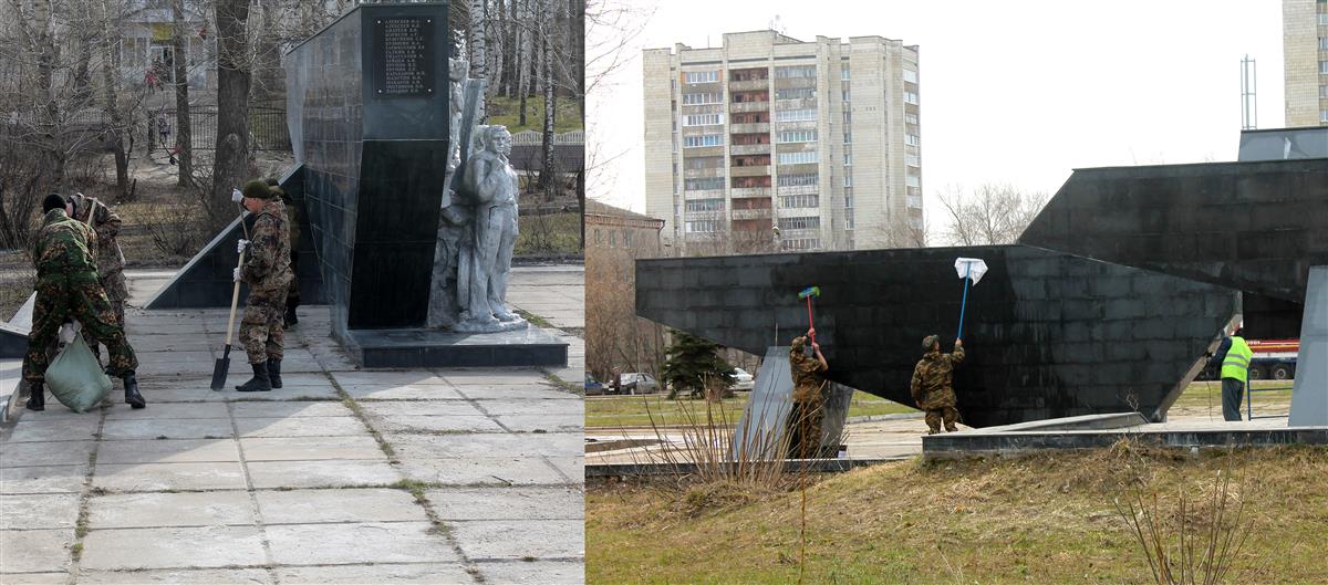 В Республике Татарстан военнослужащие Росгвардии приняли участие в благоустройстве памятника
