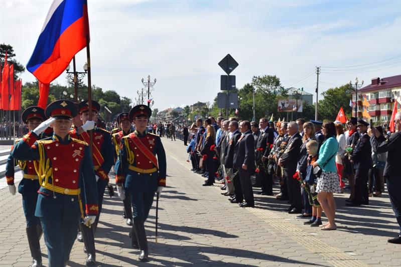 В Южно-Сахалинске военнослужащие и сотрудники Росгвардии обеспечили правопорядок во время проведения памятных мероприятий, посвященных 72-й годовщине окончания Второй мировой войны