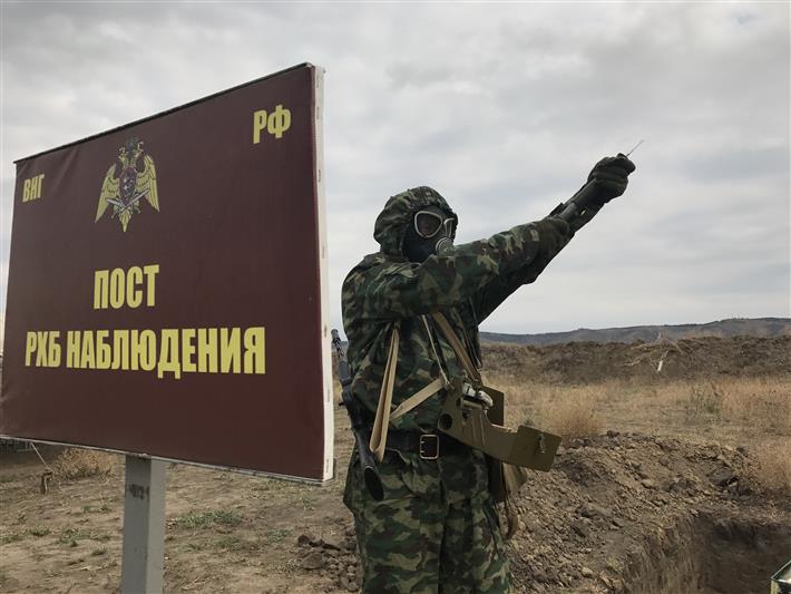 Военнослужащие подразделений радиационной, химической и биологической защиты грозненского соединения провели полигонную практику