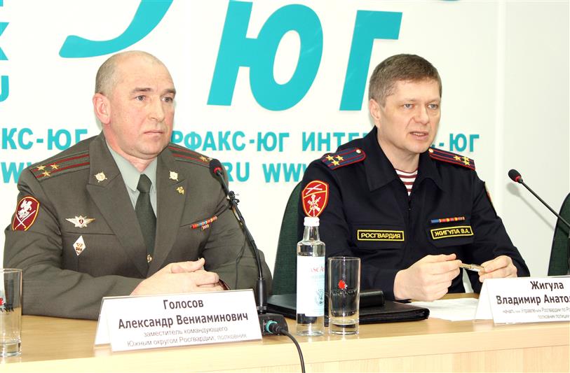 В Ростове-на-Дону заместитель командующего Южным округом Росгвардии и начальник территориального управления встретились с журналистами в пресс-центре ИА «Интерфакс-Юг»