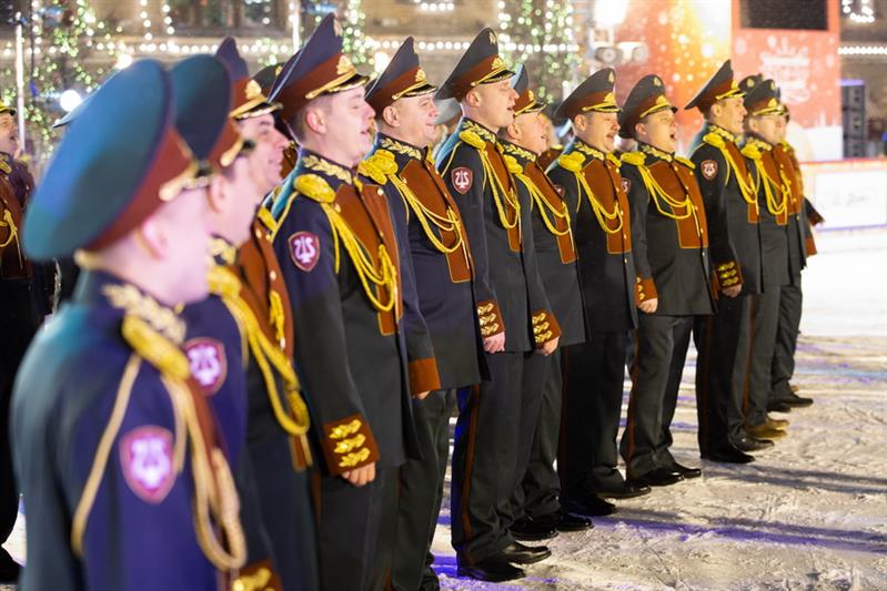 Ансамбль Росгвардии снимает новогодний клип на Красной площади (фото, видео)