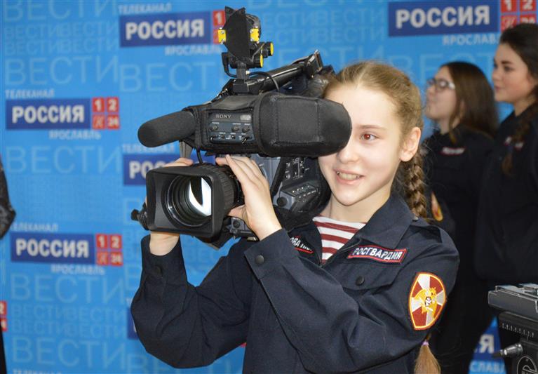 Кадеты росгвардейского отряда «Пламя» побывали на ярославском телевидении