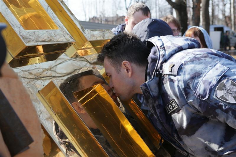 Строящийся главный храм Росгвардии увенчан крестом