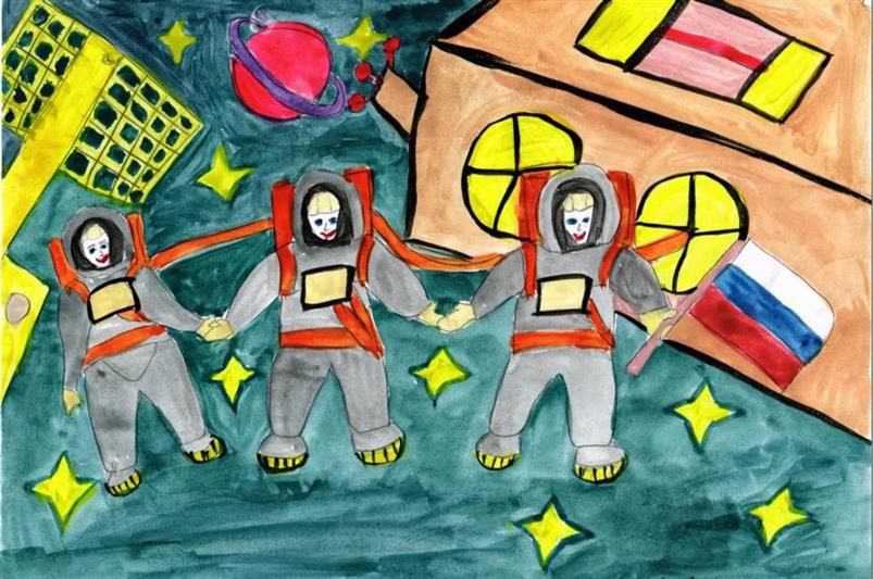 Тюменские росгвардейцы организовали интернет-выставку детских рисунков ко Дню космонавтики