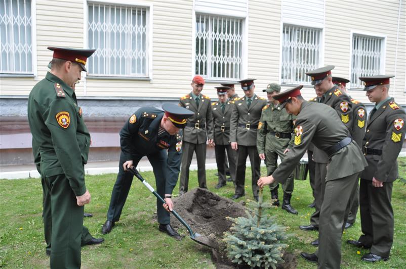 Выпускники Новосибирского военного института Росгвардии высадили ели в память о курсантских годах