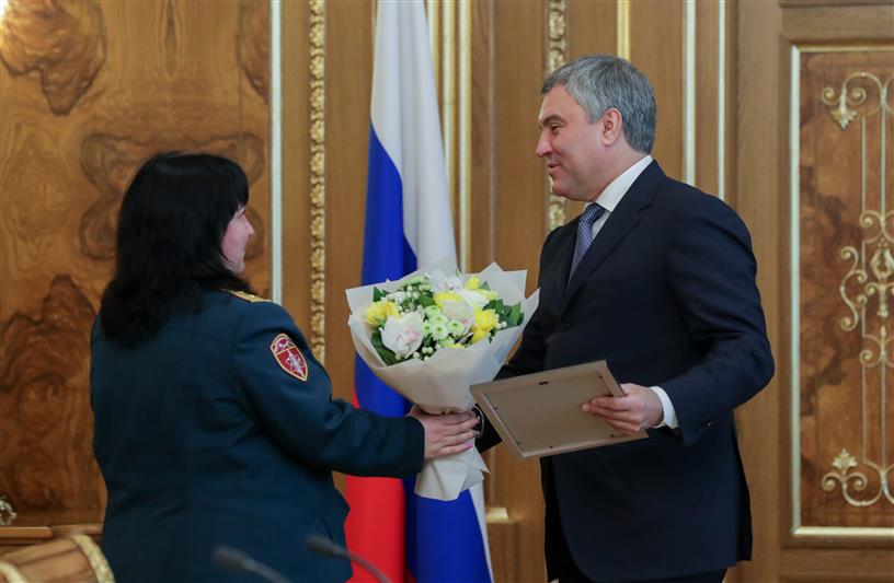 Председатель Государственной Думы вручил награды военнослужащим и сотрудникам Росгвардии