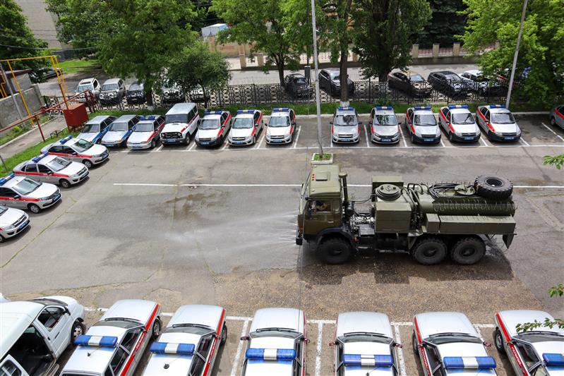 В Ставрополе росгвардейцы проводят дезинфекционные мероприятия