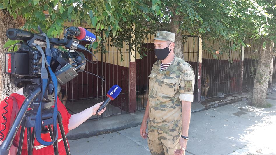 В Карачаево-Черкесии росгвардейцы рассказали журналистам регионального телевидения о специфике работы кинологической группы