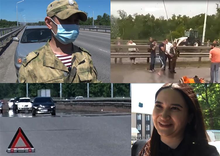 В Уфе военнослужащий Росгвардии с супругой оказали медицинскую помощь пострадавшему в ДТП дорожному рабочему