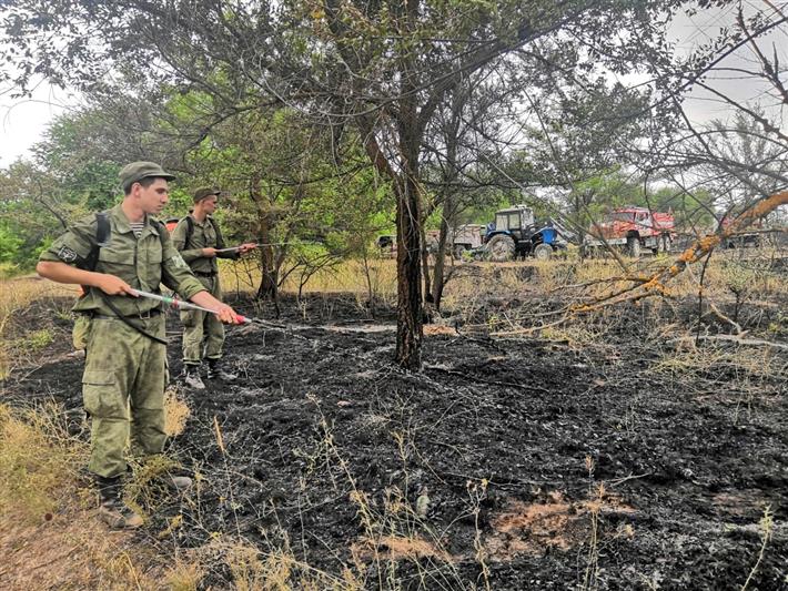 Военнослужащие Росгвардии приняли участие в ликвидации пожаров в одном из районов Волгоградской области