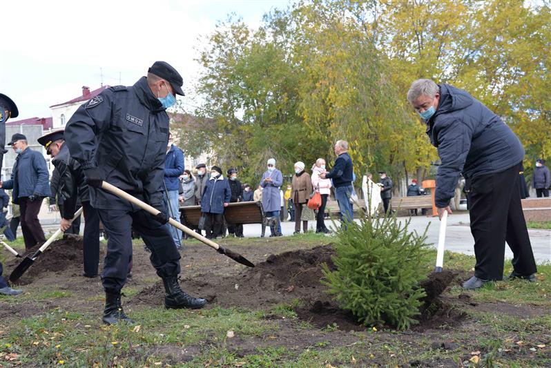 Росгвардейцы высадили в Кургане ели в память о павших товарищах