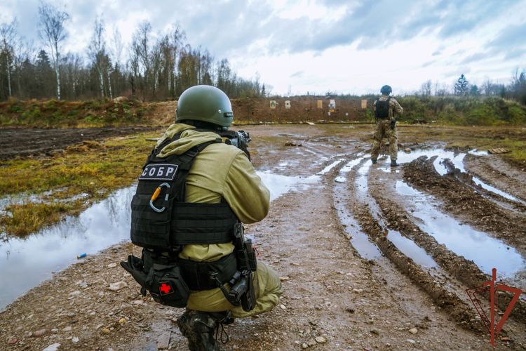 Сотрудники новгородского СОБР Росгвардии в рамках полевого выхода проводят тактико-специальные занятия