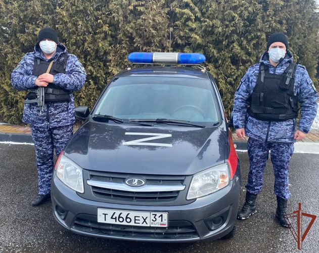 В Белгородской области служебный автотранспорт Росгвардии вышел на маршруты патрулирования с символом Z