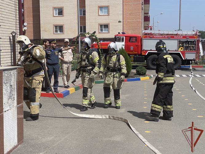 В детском саду Росгвардии в Ингушетии состоялись совместные пожарно-тактические учения