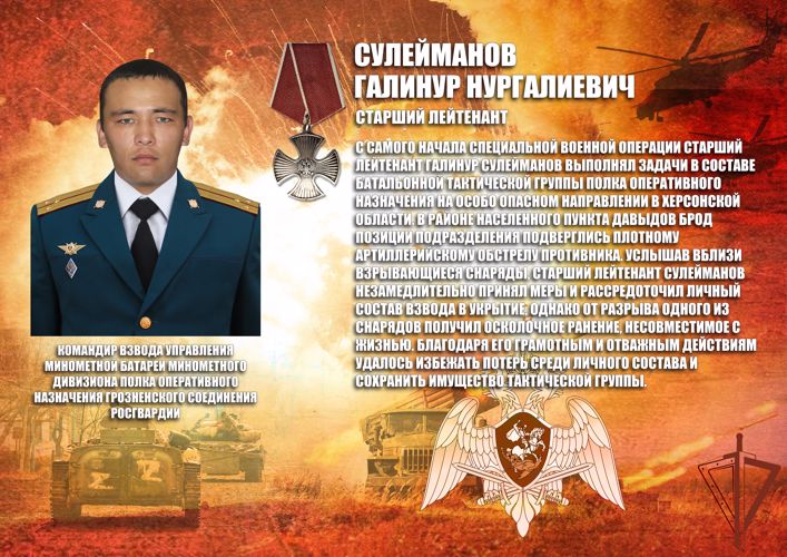 Имя офицера Росгвардии навечно внесено в списки личного состава воинской части в Урус-Мартане