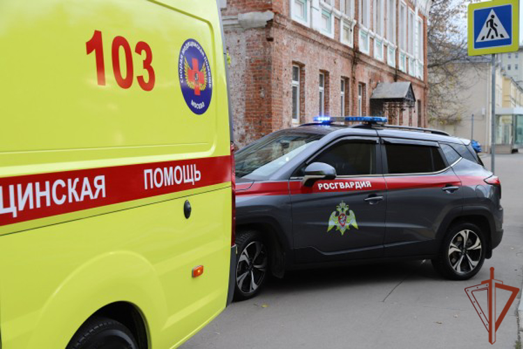 Росгвардейцы оказали доврачебную помощь женщине, упавшей и потерявшей сознание на одной из улиц Москвы (видео)
