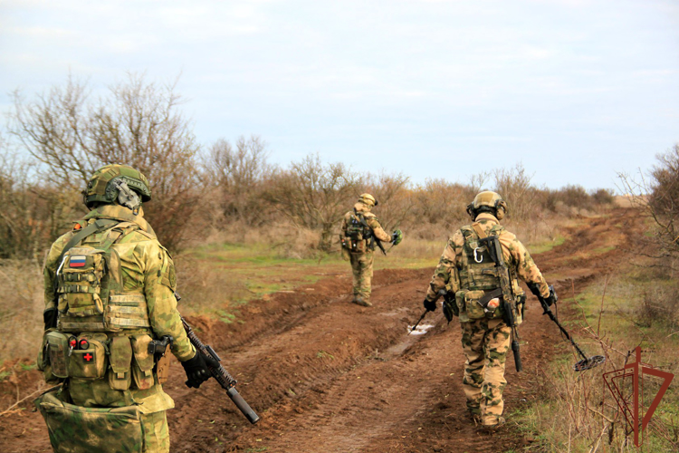 В Херсонской области саперы Росгвардии  обнаружили тротиловые шашки на грунтовой дороге (видео)