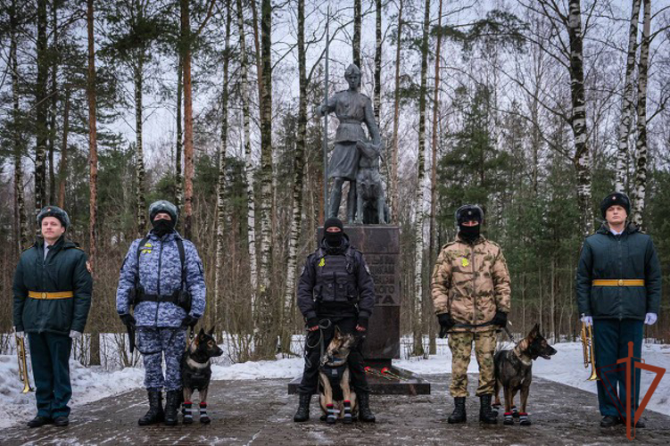  Санкт-Петербурге росгвардейцы почтили память военных кинологов и служебных собак
