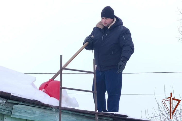 Росгвардейцы в Новосибирской области оказали помощь пенсионерам в уборке снега
