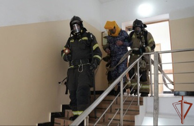 В Управлении Росгвардии по Кабардино-Балкарской Республике прошло межведомственное пожарно-тактическое занятие