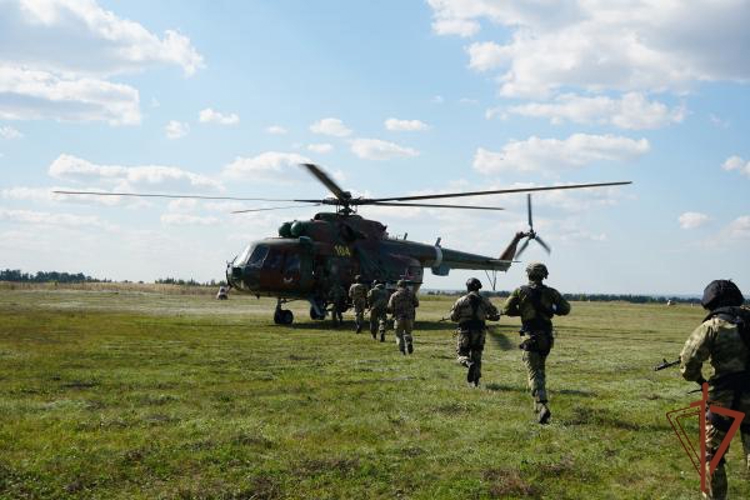 В Ульяновске спецназ Росгвардии провел тренировку по беспарашютному десантированию