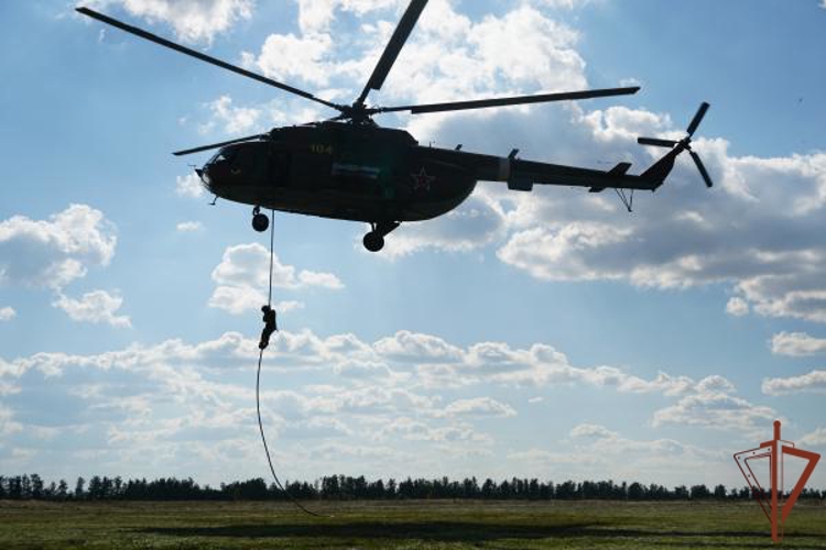 В Ульяновске спецназ Росгвардии провел тренировку по беспарашютному десантированию
