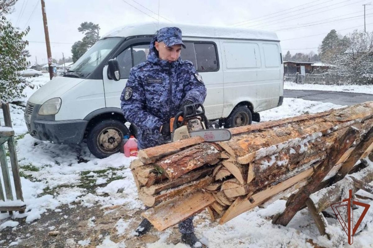 Росгвардейцы в Томской области помогли подготовиться к предстоящим холодам семье погибшего коллеги